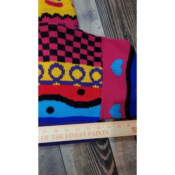 Women's Adele Knitwear USA VTG Knitted Sweater Color Block Hearts Geometric XL - Picture 6 of 10